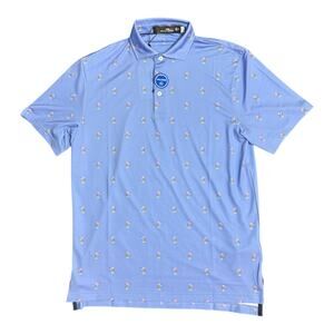 RLX Ralph Lauren Performance Blue Fishing Flamingo all-over print golf polo S